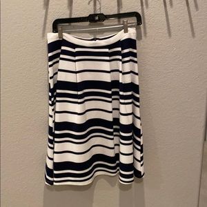 Blue and white striped skirt